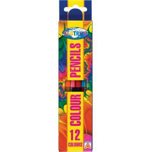 Карандаши цветные 12 цветов, двусторонние 6 штук,  деревянные , длина 177 мм