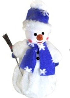 Снеговик с метлой, под елку, 40 см (с ёмкостью для конфет)