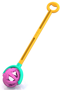 Каталка с ручкой "Шарик" (желто-фиолетовая) 59х15х12 см