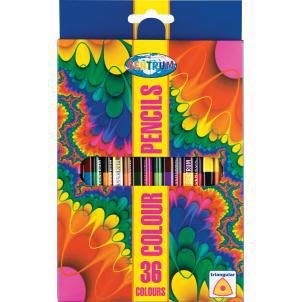 Карандаши цветные 36 цветов, двусторонние 18 штук, деревянные, длина 177 мм