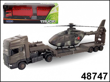 Набор машинок "SCANIA TRANSPORT" военная с вертолетом 1:48