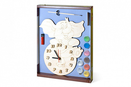 Часы с циферблатом под роспись "Слоник" с красками