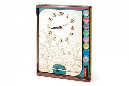Часы с циферблатом под роспись "Рыбки" с красками