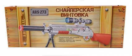 Снайперская винтовка с прицелом и подставкой, со световыми и звуковыми эффектами, на батарейках