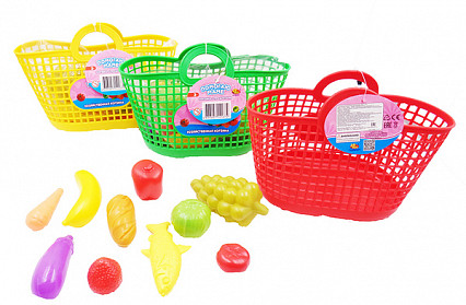 Набор продуктов в корзине "Помогаю Маме", 11 предметов, 3 цвета в ассортименте