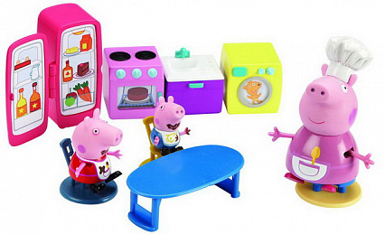 PEPPA PIG. Игровой набор КУХНЯ ПЕППЫ (кухонная мебель и техника, 3 фигурки)