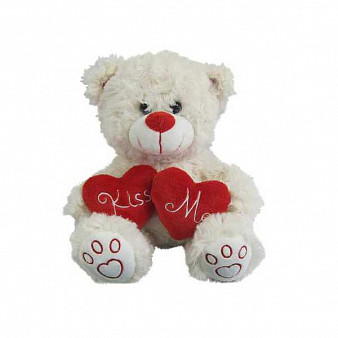 Медведь белый с сердцем "Kiss me", 18см игрушка мягкая