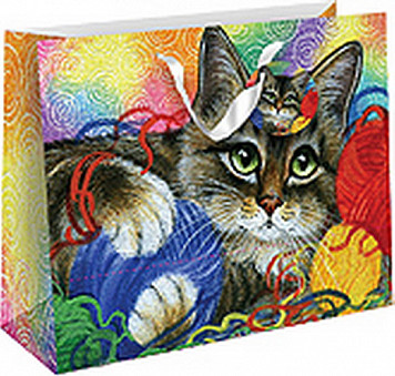 Пакет подарочный "Котик с клубочками"