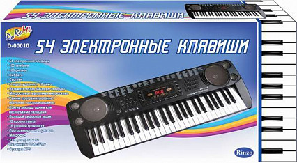 Синтезатор (пианино электронное), 54 клавиши с микрофоном 78см,  работает от внешнего адаптера 220V (в комплекте) или 6 батареек тип D (не в комплект