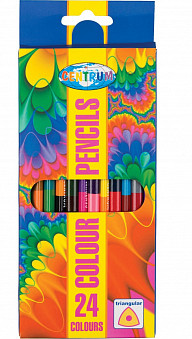 Карандаши цветные двусторонние, пластиковые 24 цвета,  длина 177мм, картон.упаковке