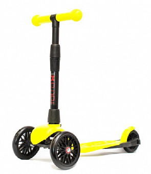 Самокат детский трехколесный АЛЬФА светящиеся колеса (Buggy Boom Alfa Model) с регулируемой складной ручкой (желтый флюр 91)