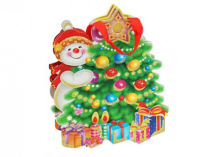 Пакет подарочный "Снеговик и елка"