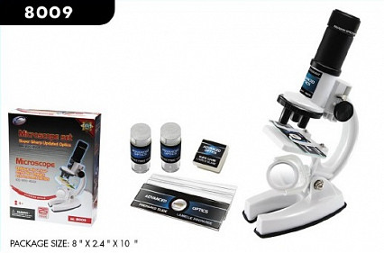 Набор для опытов с микроскопом и аксессуарами, 25 предметов, белый, пластмасса