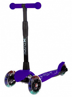 Самокат детский трехколесный АЛЬФА светящиеся колеса (Buggy Boom Alfa Model) с регулируемой складной ручкой (фиолетовый 93)