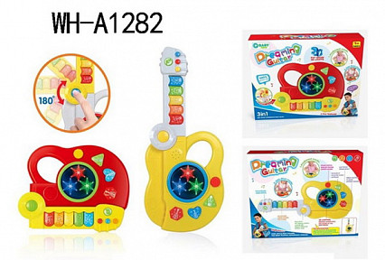 Игрушка для малышей. Гитара/музыкальный центр, 2в1, со световыми и звуковыми эффектами , 27х12,5х33 см