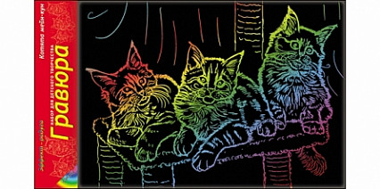 Набор для творчества Гравюра "Котята мейн-кун", радуга А4