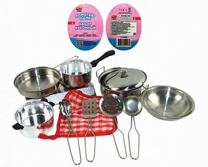 Набор посуды металлической для кухни "Помогаю маме", 11 предметов