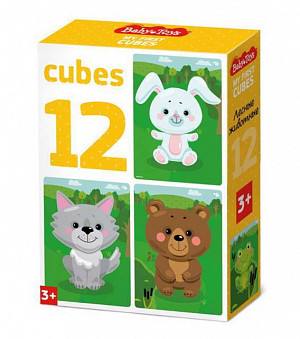 Кубики "Лесные животные" (без обклейки) 12 шт BABY TOYS
