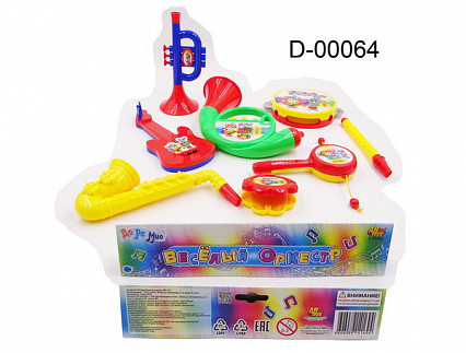Набор музыкальных инструментов "Веселый оркестр" для малышей (8 предметов) в пакете с хедером 25х18х7см