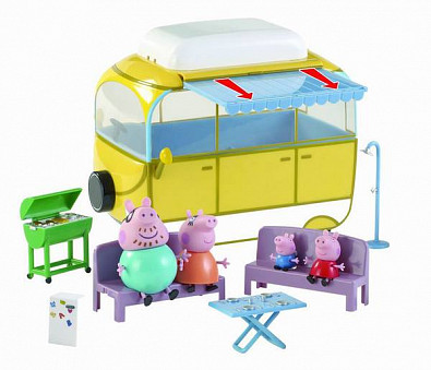 PEPPA PIG. Игровой набор КЕМПИНГ ПЕППЫ (4 фигурки ,автомобиль-фургон)