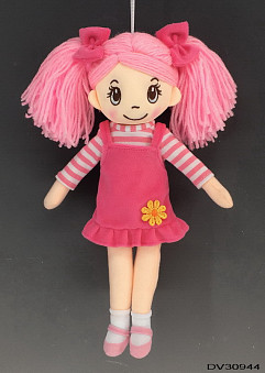 Кукла мягконабивная в розовом сарафане, 30 см
