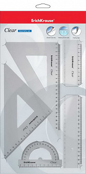 Набор геометрический пластиковый  ErichKrause® Clear, прозрачный