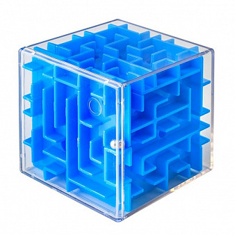 Головоломка Лабиринтус Куб, 10см, синий, прозрачный