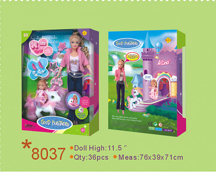 Кукла Defa в наборе с ребенком, пони и аксессуарами, высота куклы: 29 см и 10 см