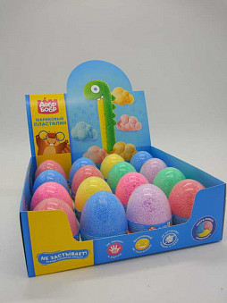 Пластилин шариковый мелкозернистый пастельные тона с блестками в яйце ассорти 8 цветов в дисплей-боксе (16 шт) цена за 1 шт