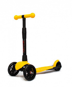 Самокат детский трехколесный АЛЬФА светящиеся колеса (Buggy Boom Alfa Model) с регулируемой складной ручкой (желтый 27 )
