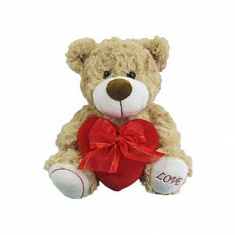 Медведь коричневый с сердцем "Love", 18см игрушка мягкая