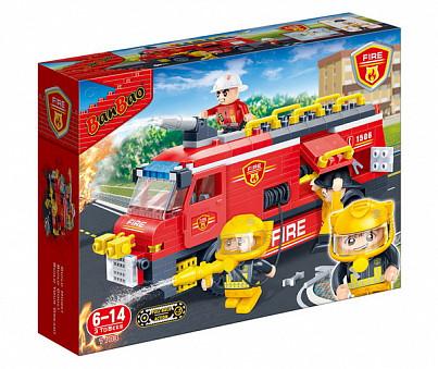 Конструктор Пожарная машина, 288 деталей, 33х24х7 см