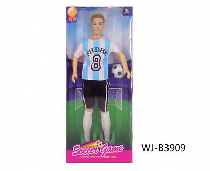 Кукла "Футболист" с мячом, в ассортименте 2 вида (юноша или девушка), 33х14,50х5 см,