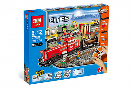 Конструктор LEPIN Cities "Красный грузовой поезд"  02039 (аналог lego 3677)