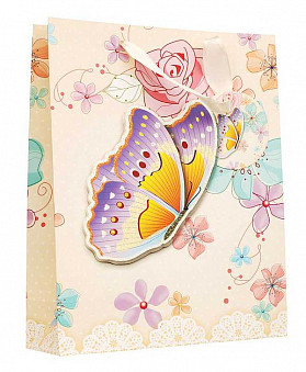 Пакет подарочный "Бабочка в цветах"