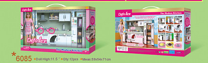 Набор Defa  "Современная кухня" в комплекте с куклой, 2 вида. кукла 29 см