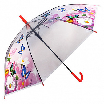 Зонт "Бабочки", 53см, прозрачный