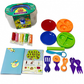 Набор Масса для лепки. 5 разноцветных баночек с тематическими аксессуарами, 18 предметов, в чемоданчике