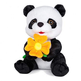 Мягкая игрушка Панда с Цветочком, озвученнвя, 22 см