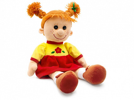 Мягкая игрушка Кукла Майя в платье музыкальная 28 см, звук "Сударыня-барыня"