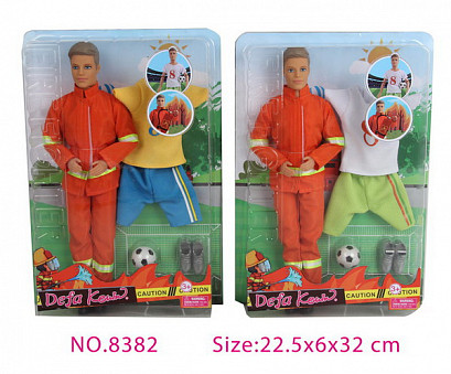 Кукла Defa мальчки в комплекте 2 вида одежды (пожарный и футболист), 2 вида в ассорт., 22.5x6x32cm