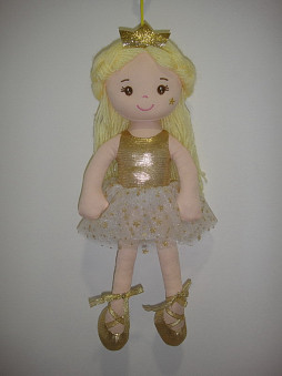 Кукла мягконабивная Принцесса в золотом платье и короной, 38 см