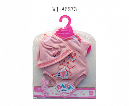 Одежда для кукол: боди (розовый цвет) в наборе с шапочкой