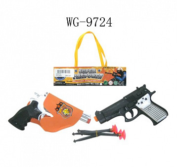 Набор из 2-х пистолетов с присосками, пластмасса, в пакете, 14х17х4см