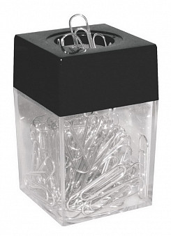 Диспенсер для скрепок магнитный ErichKrause, в наборе 100 металлических скрепок (в коробке по 1 шт.)