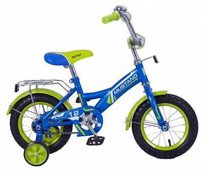 Велосипед детский «MUSTANG» , размер колес 12 дюймов, цвет сине-салатовый